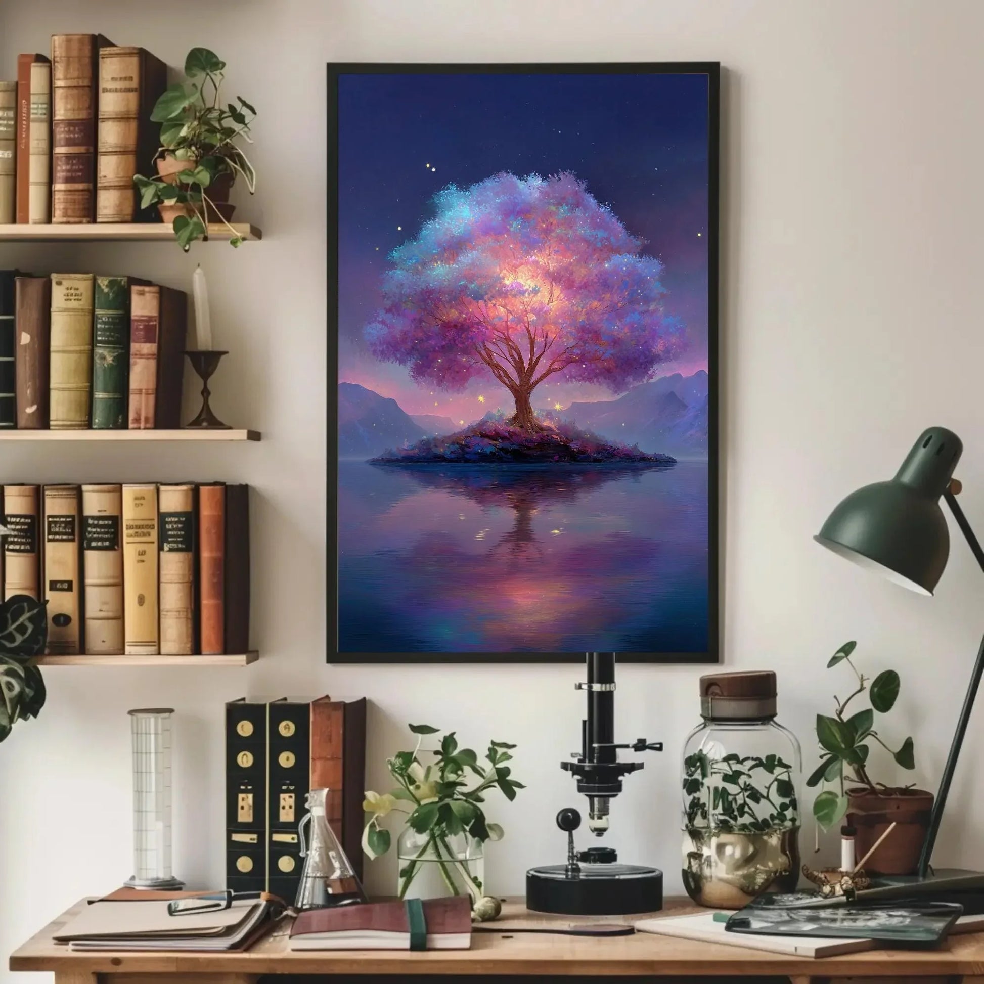 Magical Tree of Life Print | Fantasy Wall Art Canvas | Glowing Purple and Pink Tree | Ethereal Nursery or Kids Room Decor Wall Art – Canvas Print