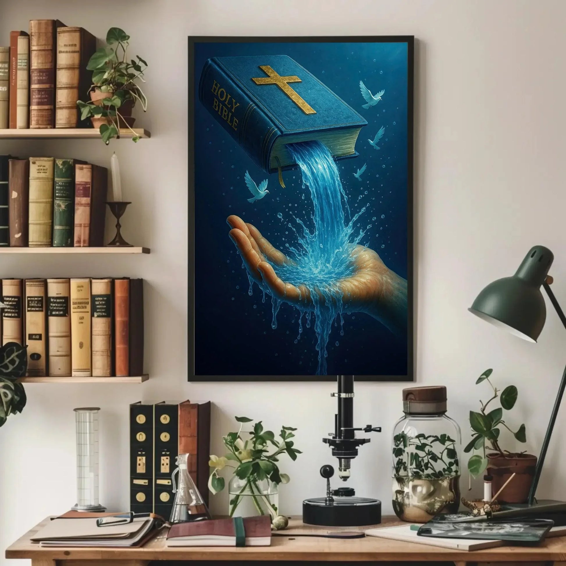 Living Water Bible Art | Christian Wall Decor Canvas | Faith Scripture Print | Baptism Gift for Pastor or Church Wall Art – Canvas Print