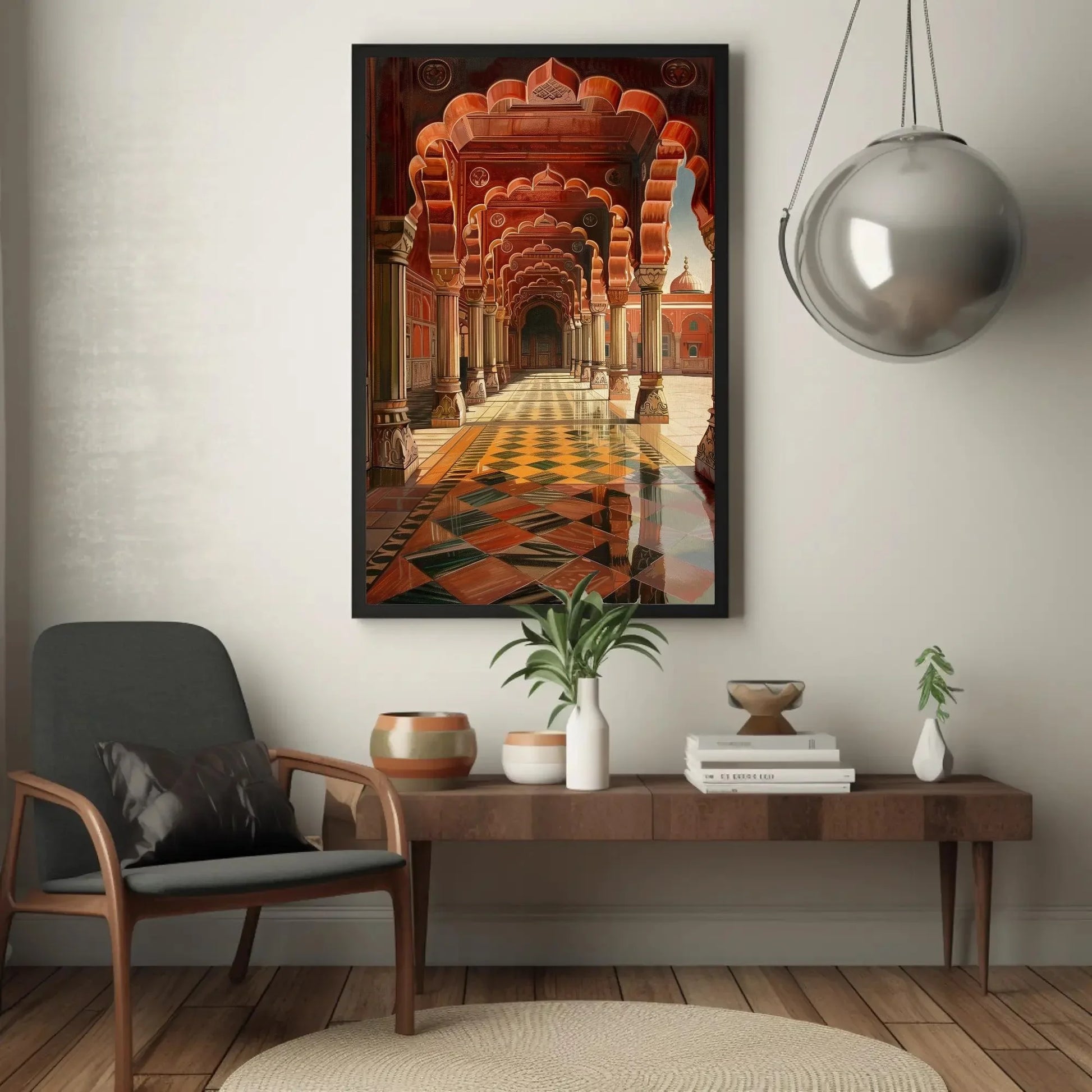 Indian Royal Durbar Hall Canvas Print | Indian Illustration Art | Traditional Indian Palace Decor | Mughal Durbar Scene | Ready to Hang Wall Art – Canvas Print