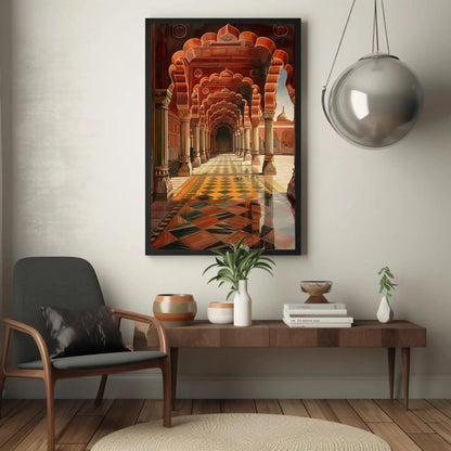 Indian Royal Durbar Hall Canvas Print | Indian Illustration Art | Traditional Indian Palace Decor | Mughal Durbar Scene | Ready to Hang Wall Art – Canvas Print