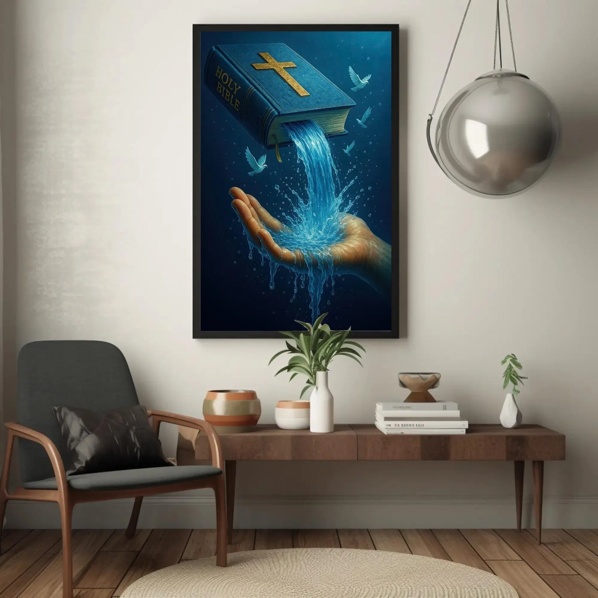 Living Water Bible Art | Christian Wall Decor Canvas | Faith Scripture Print | Baptism Gift for Pastor or Church Wall Art – Canvas Print
