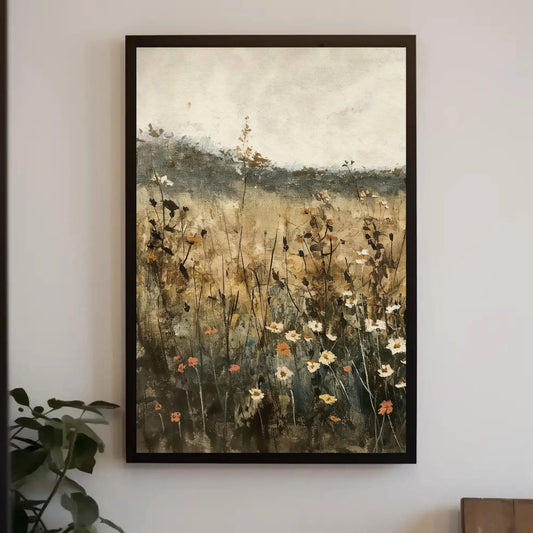 Wildflower Vintage Vertical Canvas Print | Large Rustic Farmhouse Decor | Muted Color Botanical Wall Art for Living Room, Bedroom, Hallway Wall Art – Canvas Print