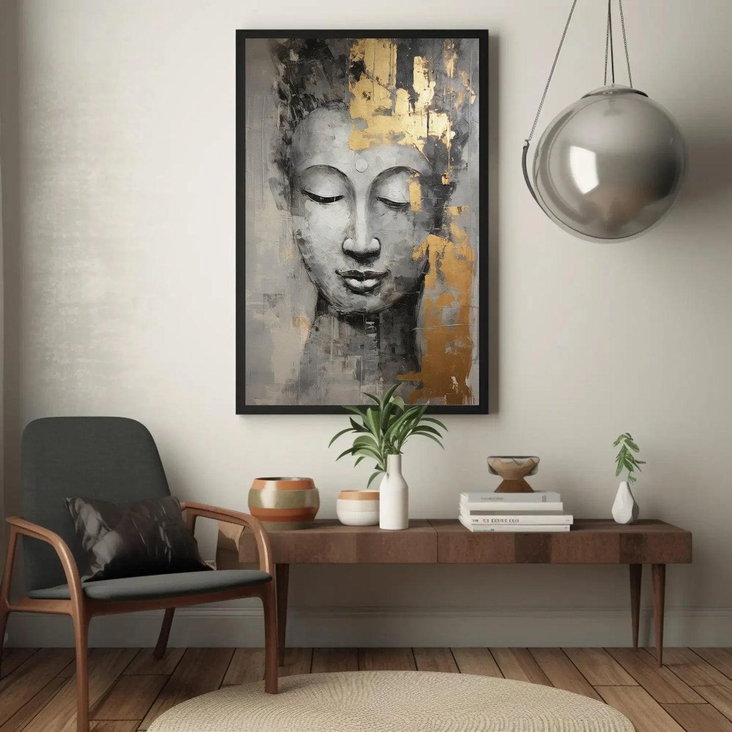 Buddha Portrait Canvas Gold Hint Painting Large Canvas Wall Art Buddhist Wall Art Framed Print Stretched Canvas Ready To Hang Wall Art – Canvas Print