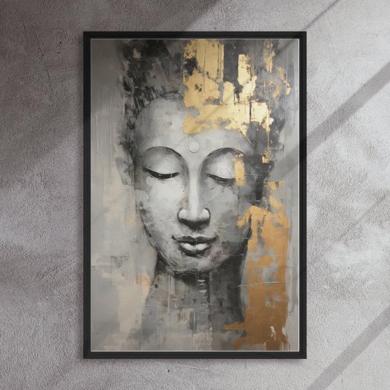 Buddha Portrait Canvas Gold Hint Painting Large Canvas Wall Art Buddhist Wall Art Framed Print Stretched Canvas Ready To Hang Wall Art – Canvas Print