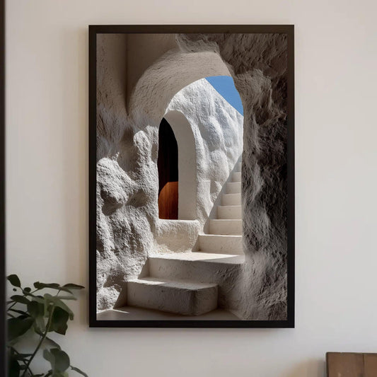 White Textured Arch Canvas Print, Minimalist Mediterranean Wall Art, Boho Sculptural Decor, Wabi Sabi Style Photography, Neutral Tones Wall Art – Canvas Print