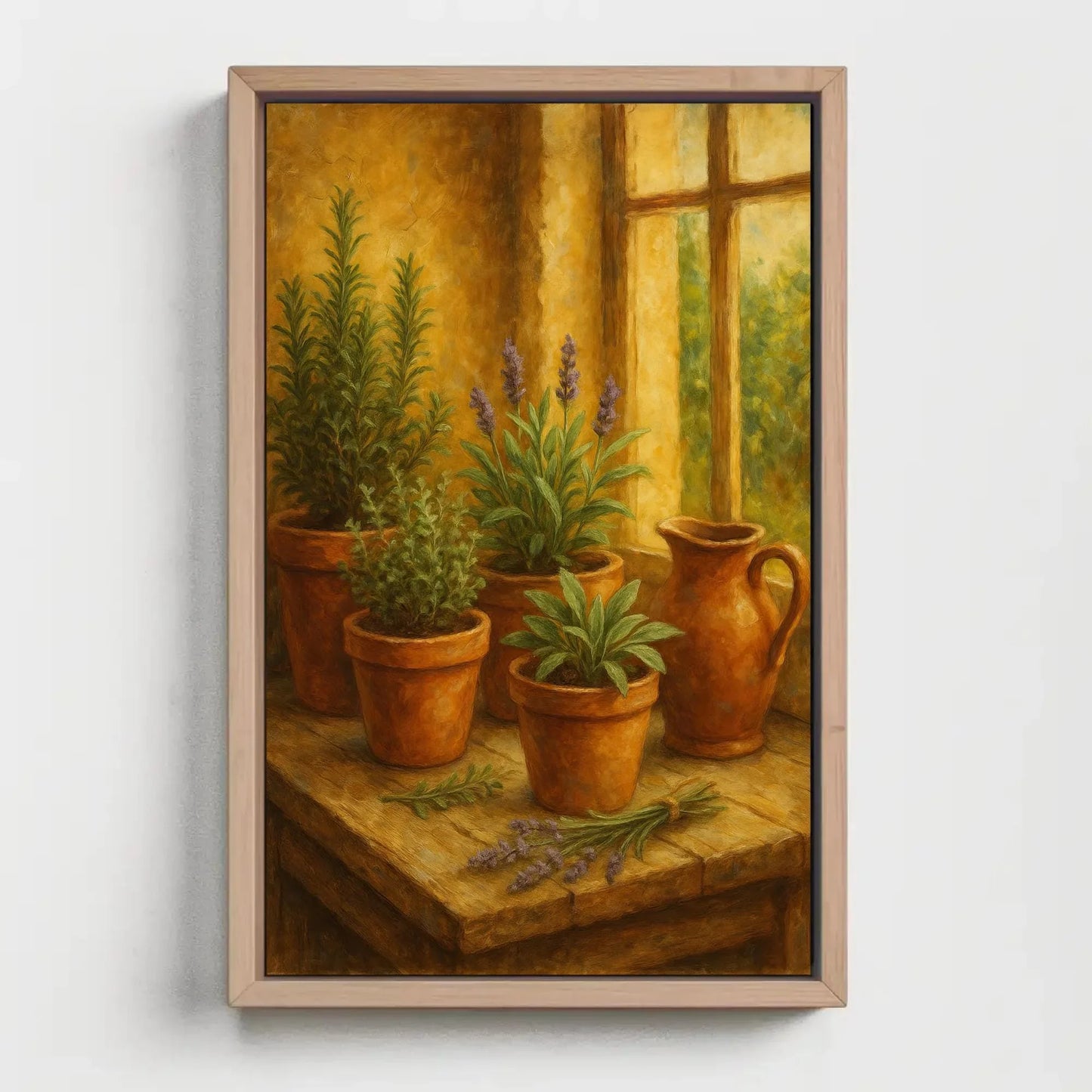 Herb Garden Still Life Canvas Print | Rustic Kitchen Botanical Wall Art | Lavender Rosemary Sage Decor Wall Art – Canvas Print