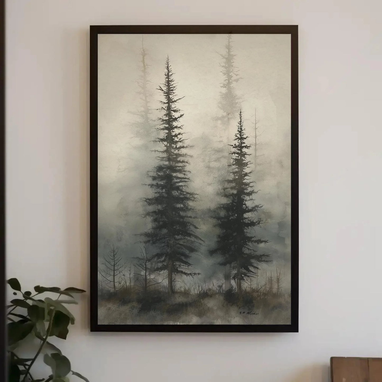 Foggy Pine Tree Forest Canvas Print | Misty Landscape Wall Art | Extra Large Nature Decor | Framed Woodland Painting | Ready to Hang Wall Art – Canvas Print