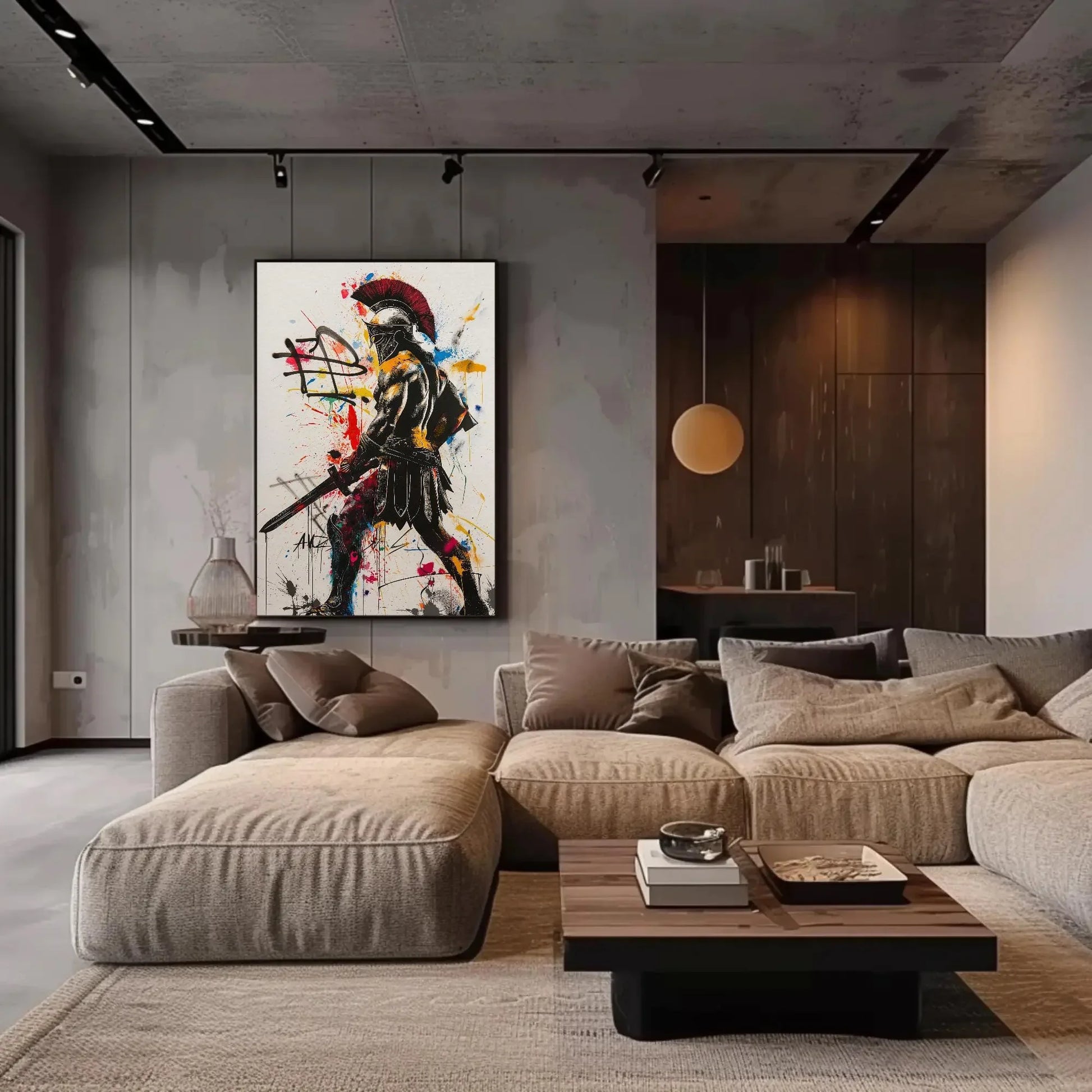 Greek warrior Graffiti Canvas Print, Warrior Wall Art, Game Room Decor, Man Cave Decor, Gift for him, Boys Room Decor, Spartans, Canvas Art Wall Art – Canvas Print