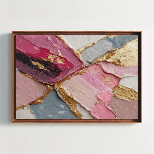 Mocha Rose Gold Art, Geometric Canvas Print, Textured Abstract Wall Art, Modern Luxury Home Decor, Velvet Effect Painting, Chic Statement Wall Art – Canvas Print