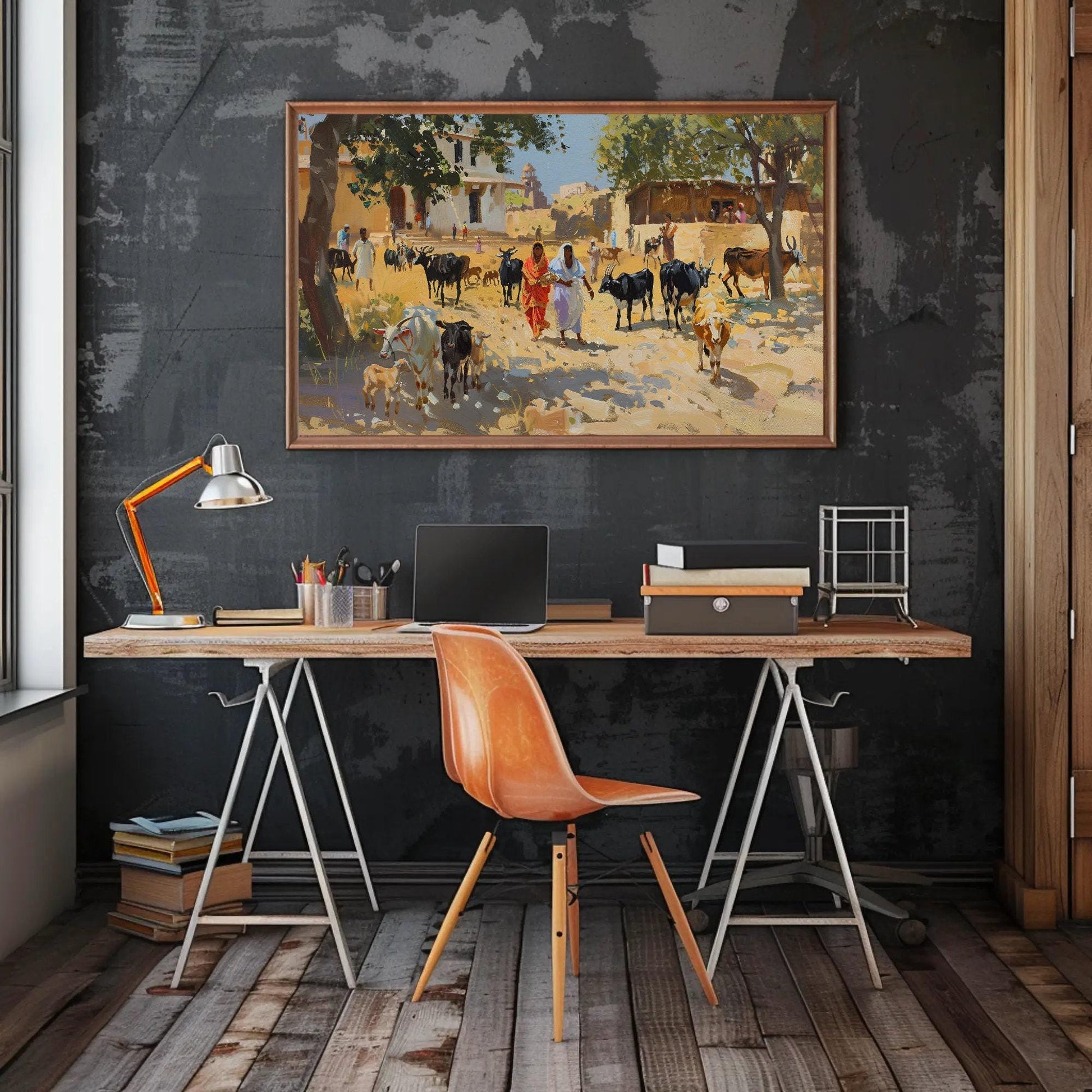Indian Village Scene Painting