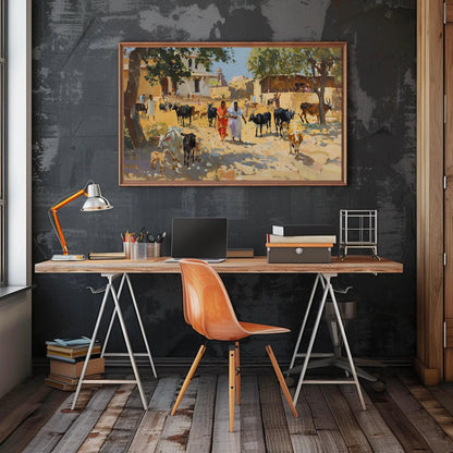 Indian Village Scene Painting