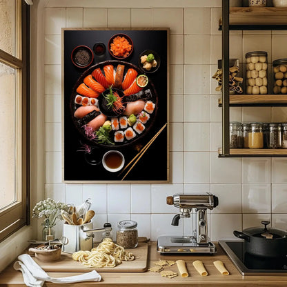 Sushi Wall Art for Japanese Restaurant, Canvas Painting, Framed Print, Modern and Asian Decor, Ready to Hang, Dining Area or Kitchen Wall Art – Canvas Print