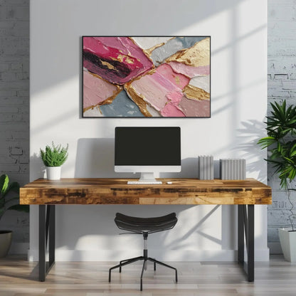 Mocha Rose Gold Art, Geometric Canvas Print, Textured Abstract Wall Art, Modern Luxury Home Decor, Velvet Effect Painting, Chic Statement Wall Art – Canvas Print