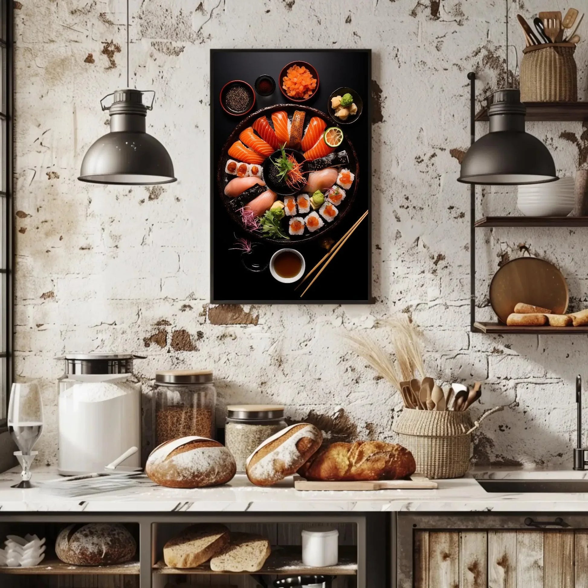 Sushi Wall Art for Japanese Restaurant, Canvas Painting, Framed Print, Modern and Asian Decor, Ready to Hang, Dining Area or Kitchen Wall Art – Canvas Print