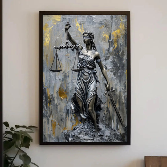 Lady Justice Canvas Painting, Framed Print, Perfect for Legal and Inspirational Decor, Ready to Hang, Ideal for Office or Study Room Wall Art – Canvas Print