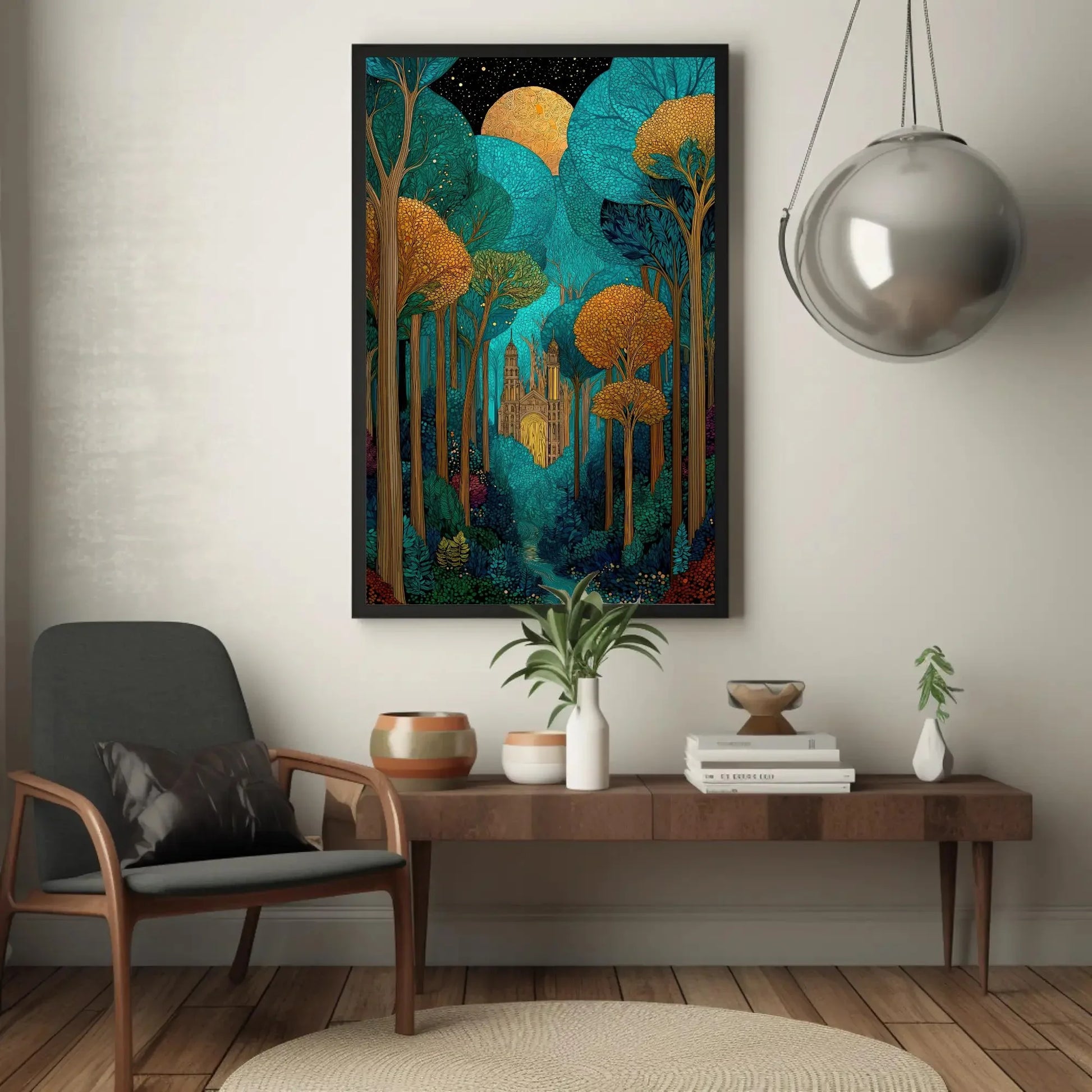 Enchanted Forest Castle Art Print | Mystical Woodland Wall Art | Fairytale Landscape Canvas | Magical Decor Wall Art – Canvas Print