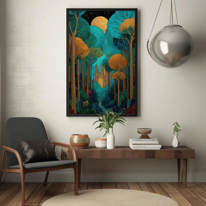 Enchanted Forest Castle Art Print | Mystical Woodland Wall Art | Fairytale Landscape Canvas | Magical Decor Wall Art – Canvas Print