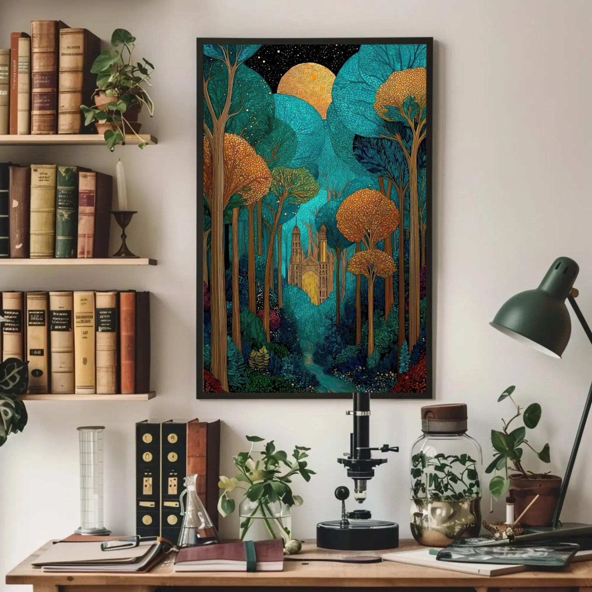 Enchanted Forest Castle Art Print | Mystical Woodland Wall Art | Fairytale Landscape Canvas | Magical Decor Wall Art – Canvas Print
