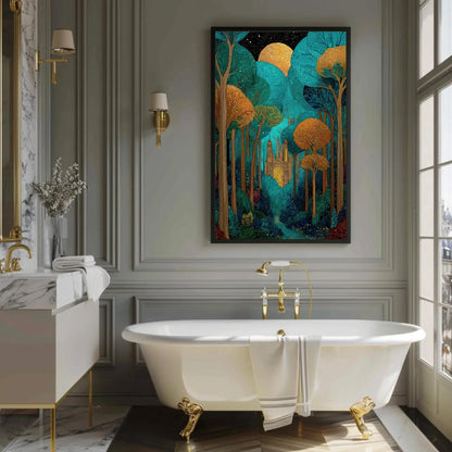 Enchanted Forest Castle Art Print | Mystical Woodland Wall Art | Fairytale Landscape Canvas | Magical Decor Wall Art – Canvas Print