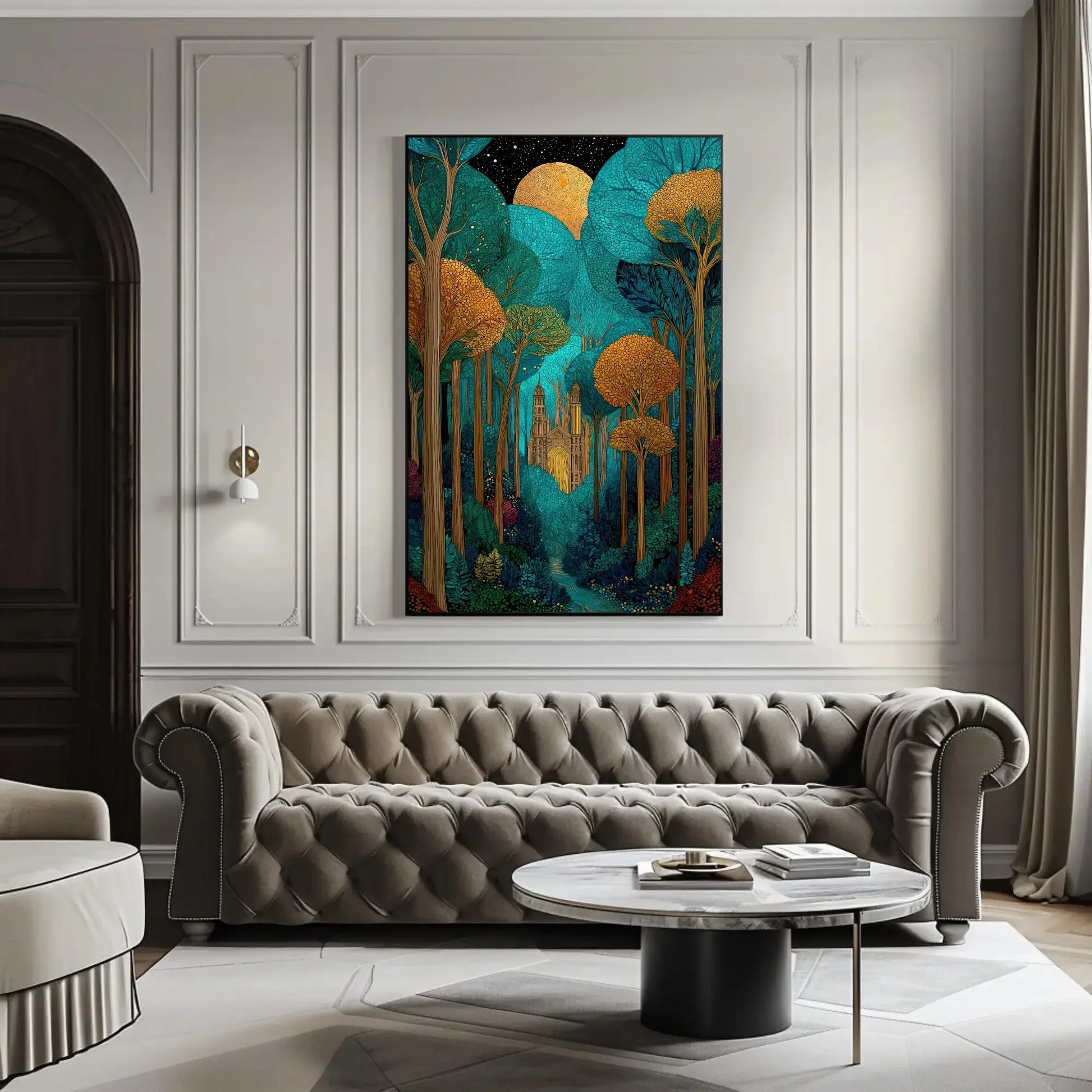 Enchanted Forest Castle Art Print | Mystical Woodland Wall Art | Fairytale Landscape Canvas | Magical Decor Wall Art – Canvas Print