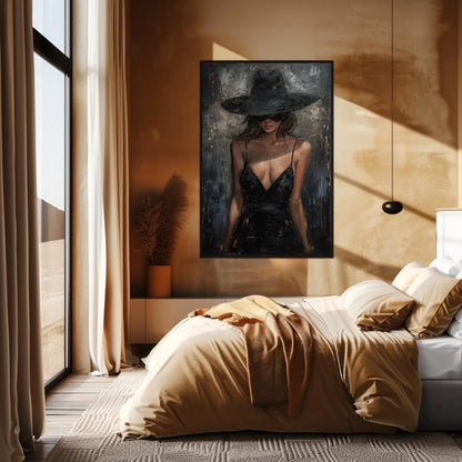 Black Dress Lady Canvas Oil Painting, Framed Print, Elegant Poster Art, Classic Wall Decor, Ready to Hang, For Living Room or Bedroom Wall Art – Canvas Print