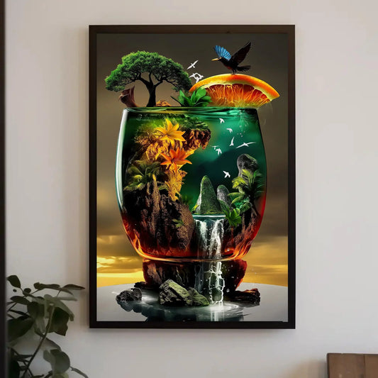 Tropical Cocktail Canvas, Framed Print, Perfect for Modern Kitchen and Dining Room Decor, Ready to Hang, Beverage Artwork for Home Bar Wall Art – Canvas Print