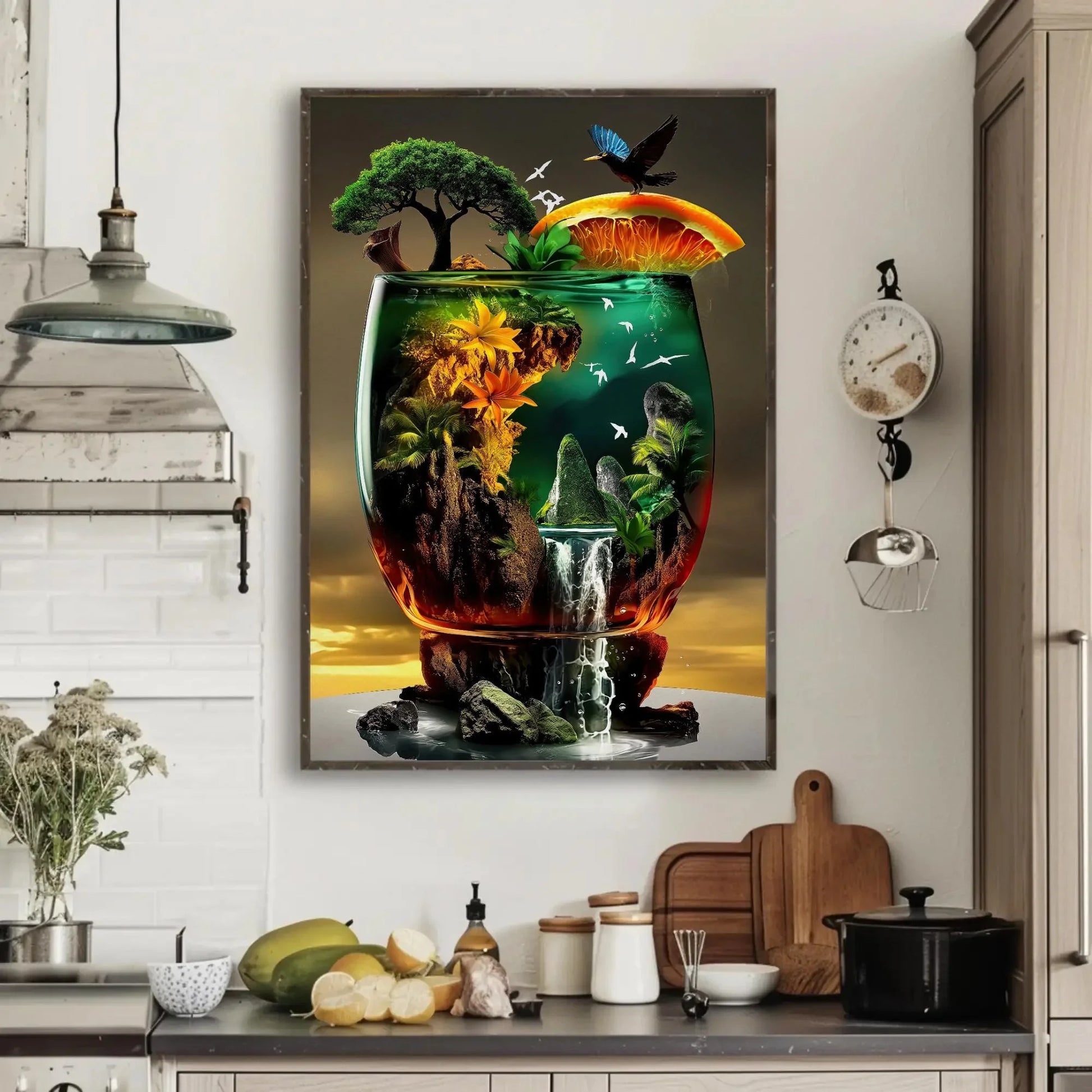 Tropical Cocktail Canvas, Framed Print, Perfect for Modern Kitchen and Dining Room Decor, Ready to Hang, Beverage Artwork for Home Bar Wall Art – Canvas Print