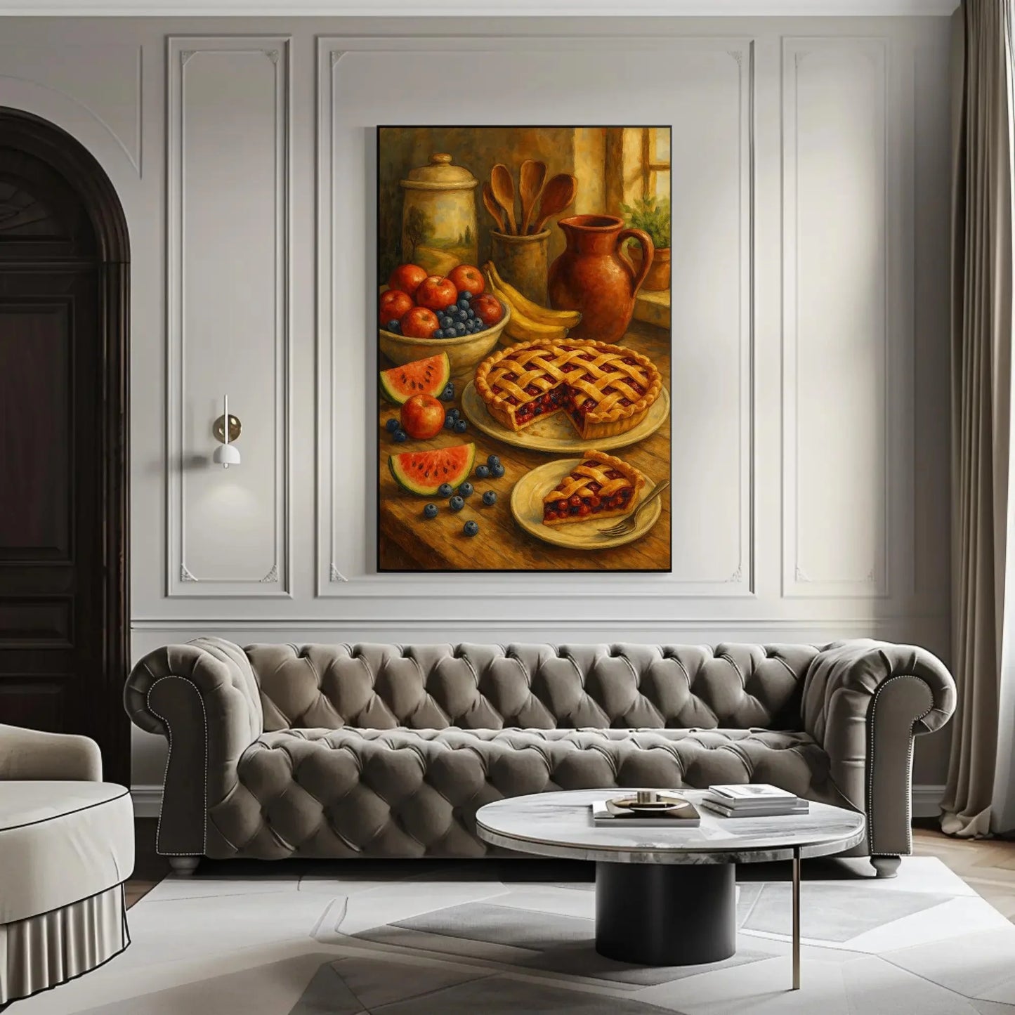 Rustic Berry Pie Canvas Print | Farmhouse Kitchen Wall Art | Cozy Baking Still Life Decor | Fruit Pie Giclée Art Wall Art – Canvas Print