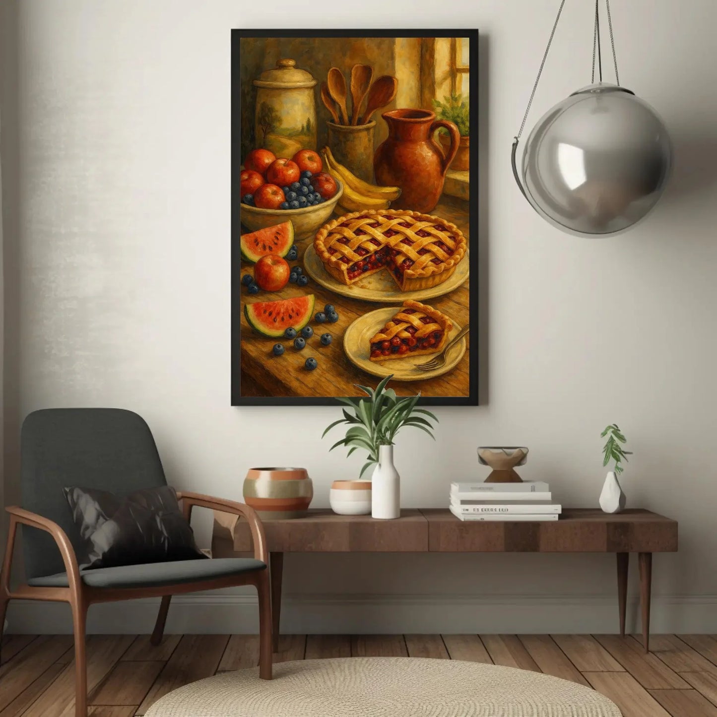 Rustic Berry Pie Canvas Print | Farmhouse Kitchen Wall Art | Cozy Baking Still Life Decor | Fruit Pie Giclée Art Wall Art – Canvas Print