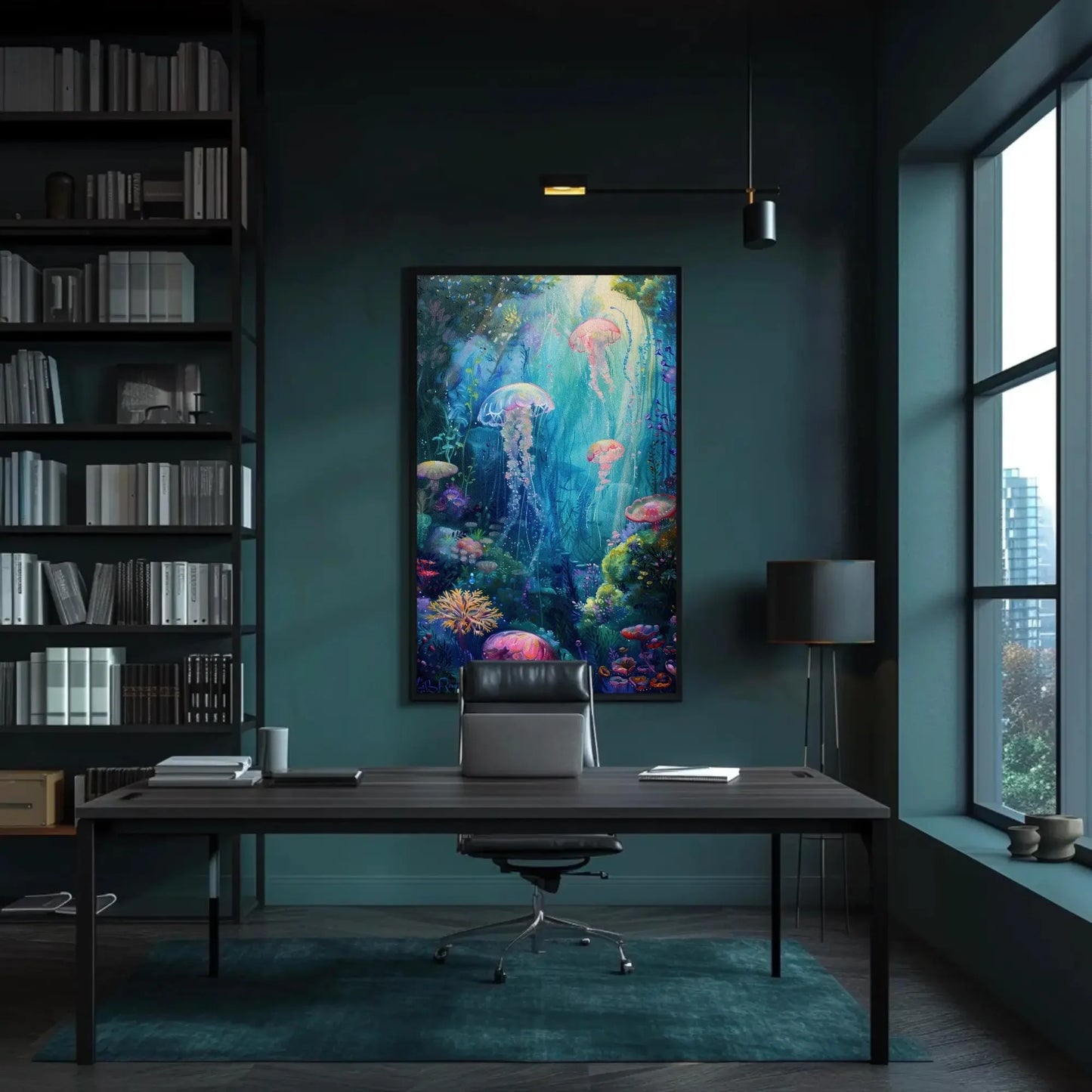 Ethereal Jellyfish and Coral Reef Canvas Print, Dreamy Underwater Oil Painting, Ocean Fantasy Wall Art for Coastal Home or Bedroom Wall Art – Canvas Print