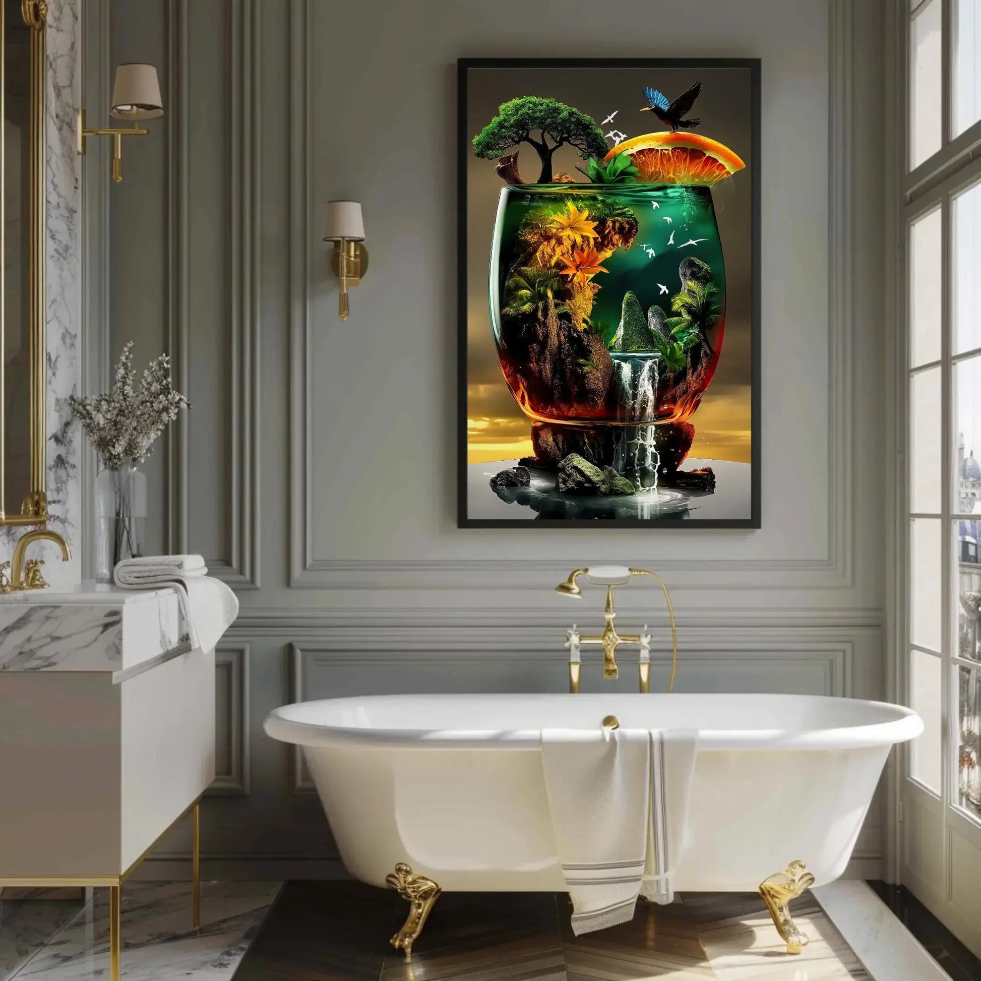 Tropical Cocktail Canvas, Framed Print, Perfect for Modern Kitchen and Dining Room Decor, Ready to Hang, Beverage Artwork for Home Bar Wall Art – Canvas Print