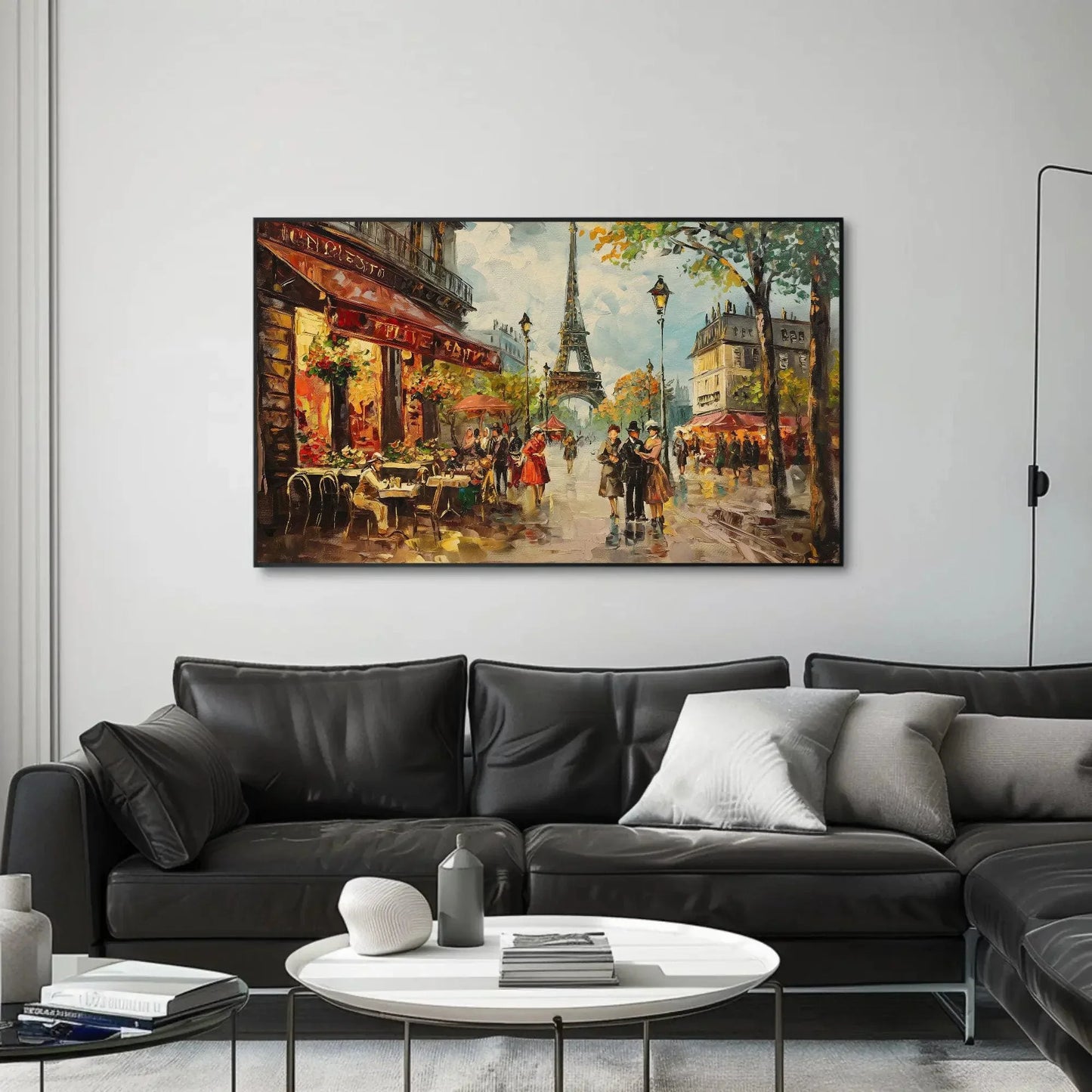 Streets of Paris Painting, French Painting, France Painting, Paris Romantic Canvas Print, Eiffel Tower Print, Canvas Framed Ready To Hang Wall Art – Canvas Print