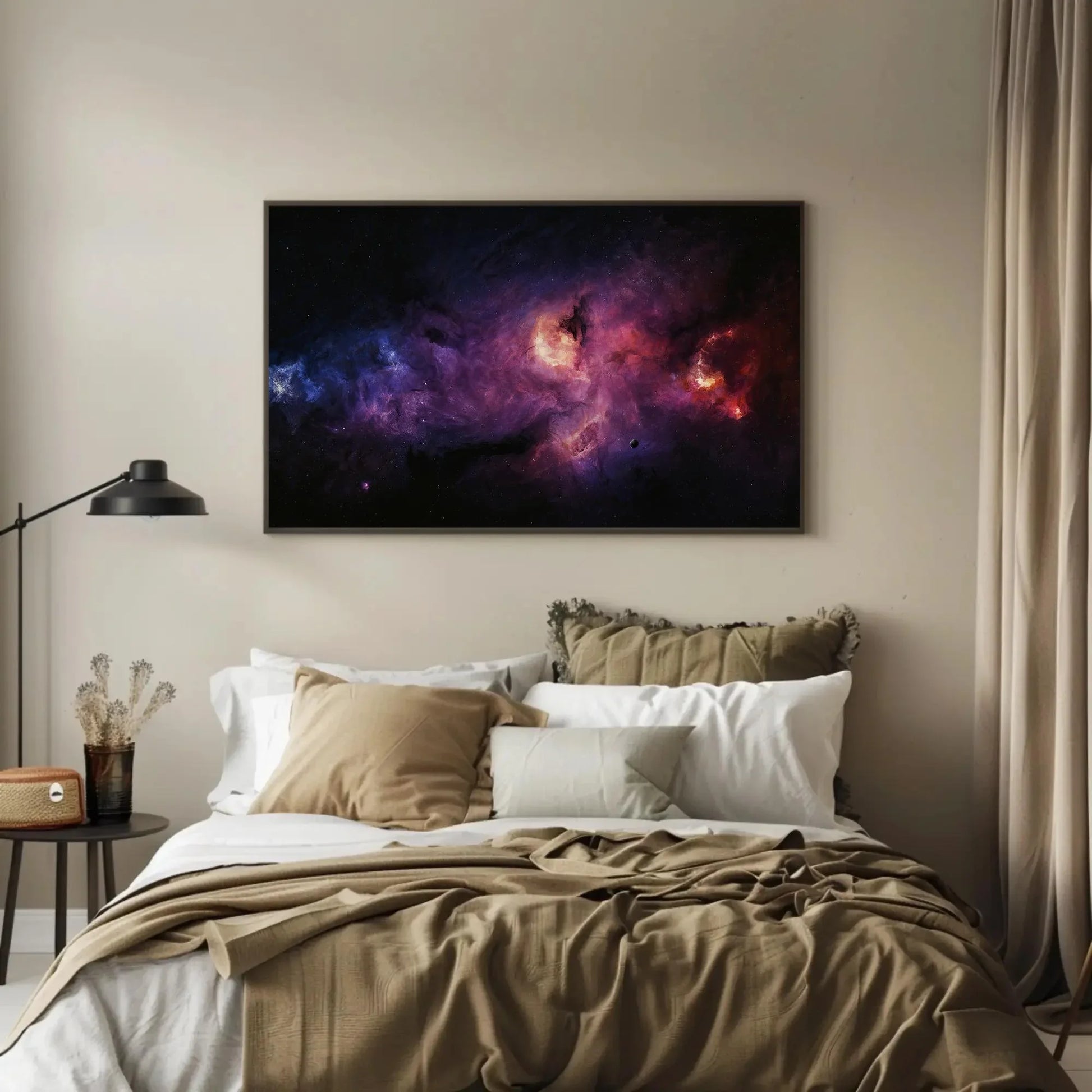 Purple Galaxy Nebula Space Canvas Print – Cosmic Star Cloud Universe Painting Wall Art for Astronomy Lovers and Sci Fi Room Decor Wall Art – Canvas Print