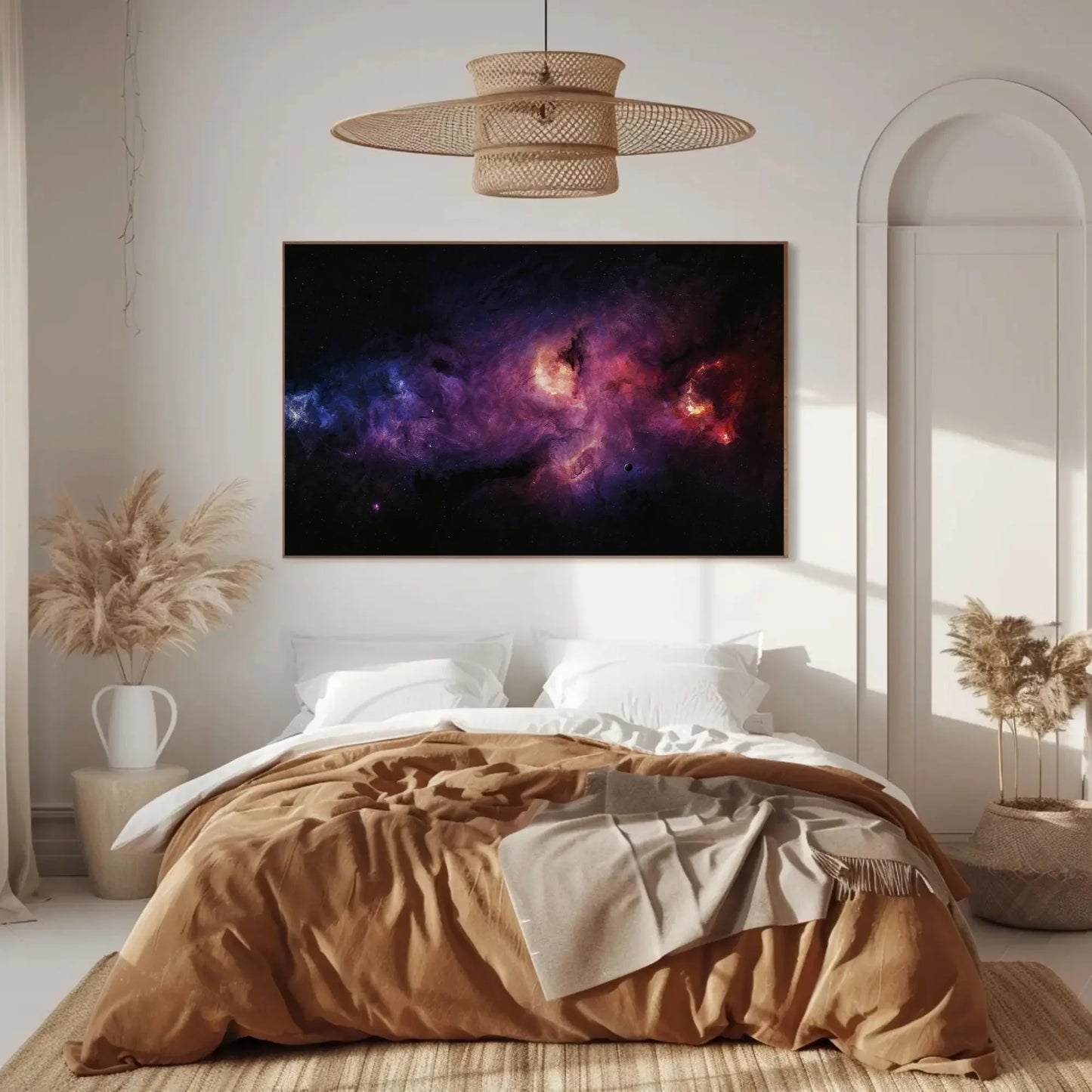Purple Galaxy Nebula Space Canvas Print – Cosmic Star Cloud Universe Painting Wall Art for Astronomy Lovers and Sci Fi Room Decor Wall Art – Canvas Print