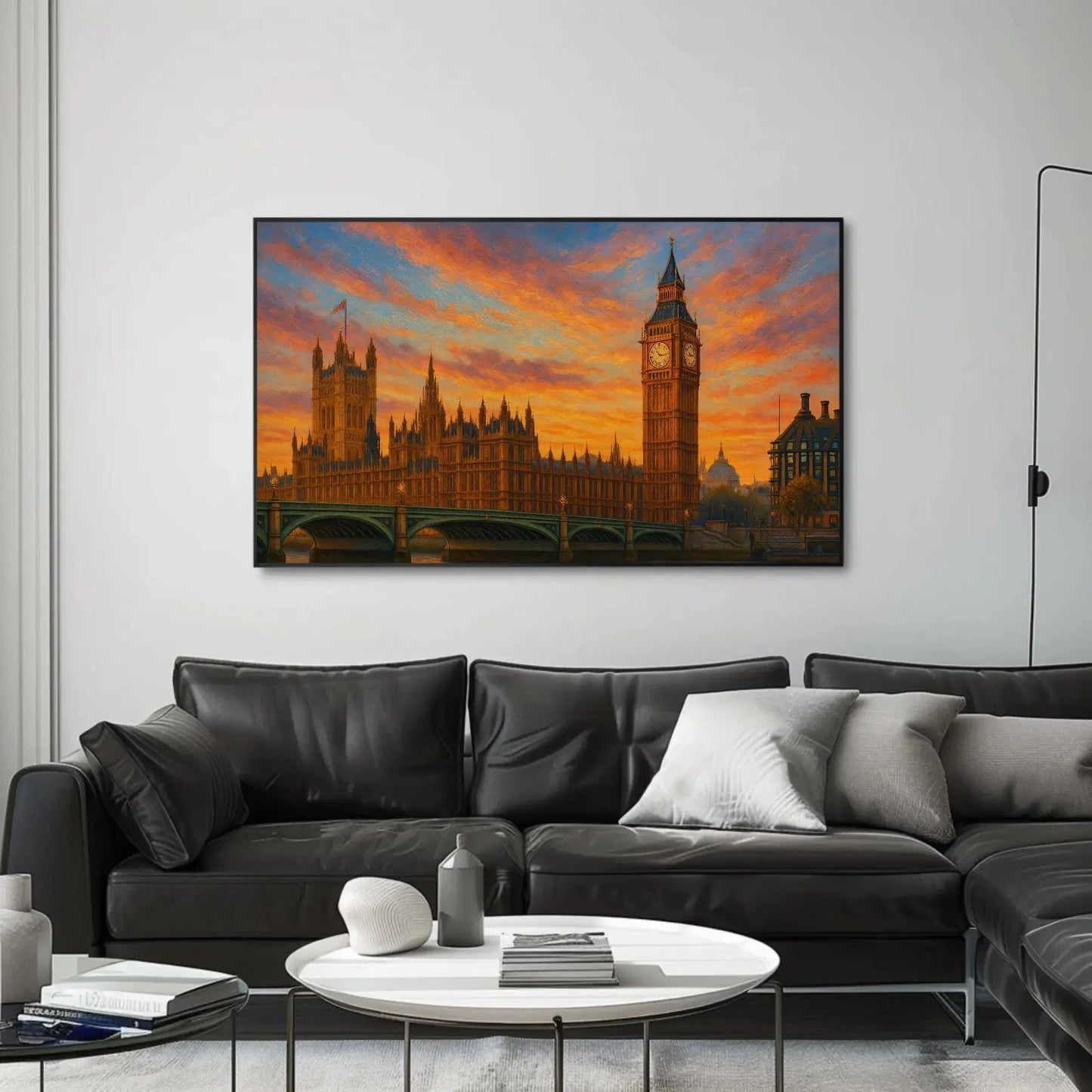 Big Ben London Canvas Print – Westminster Palace Sunset Painting – UK Cityscape Wall Art for Travel Lover Home Decoration Wall Art – Canvas Print