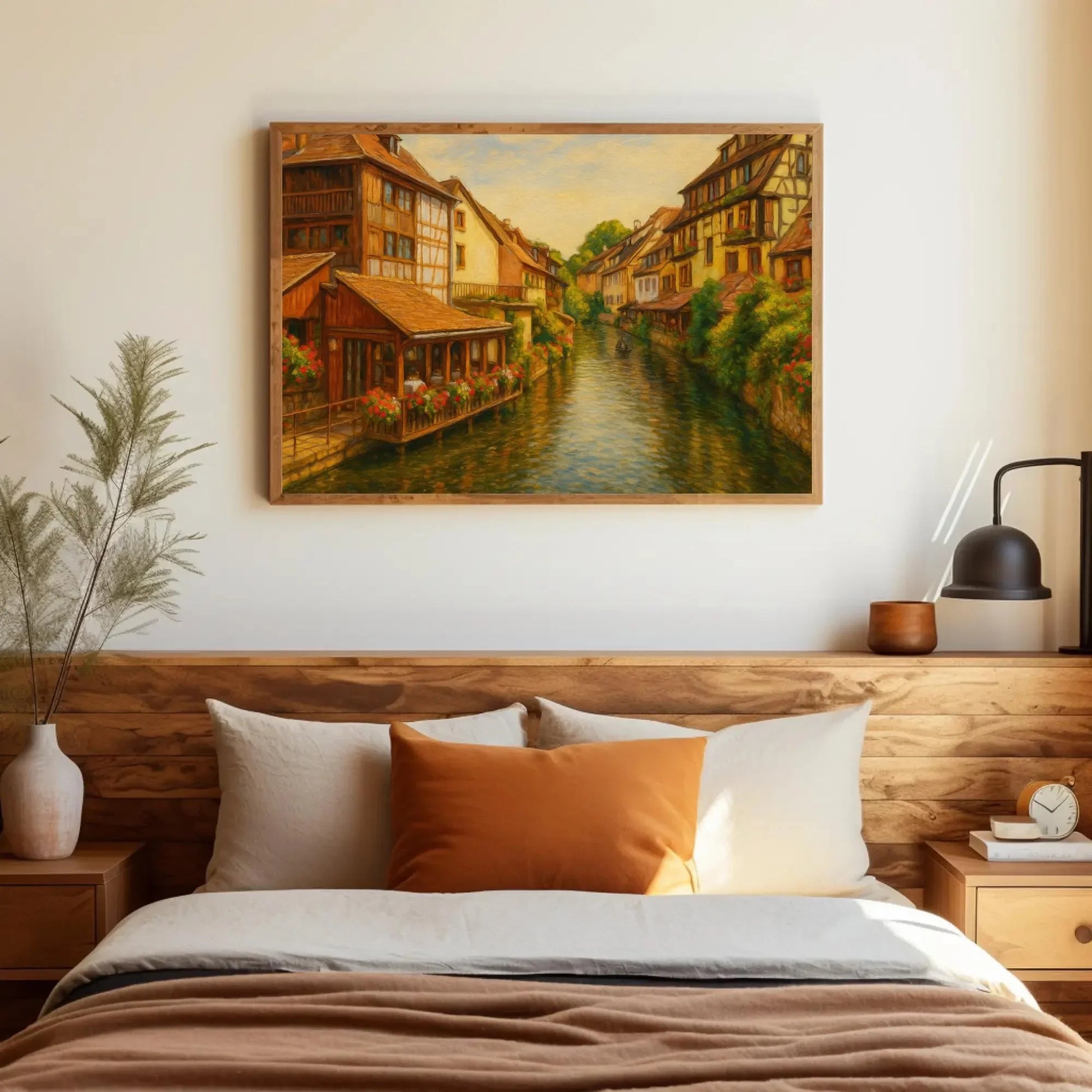Colmar France Little Venice canal view canvas painting wall art print for French country living room kitchen or travel themed decor Wall Art – Canvas Print