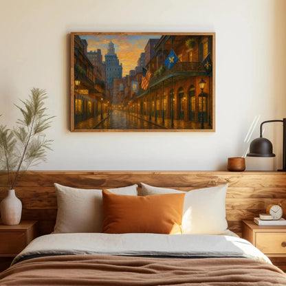 New Orleans French Quarter balcony street view canvas wall art print for jazz themed room kitchen or travel inspired home decor Wall Art – Canvas Print
