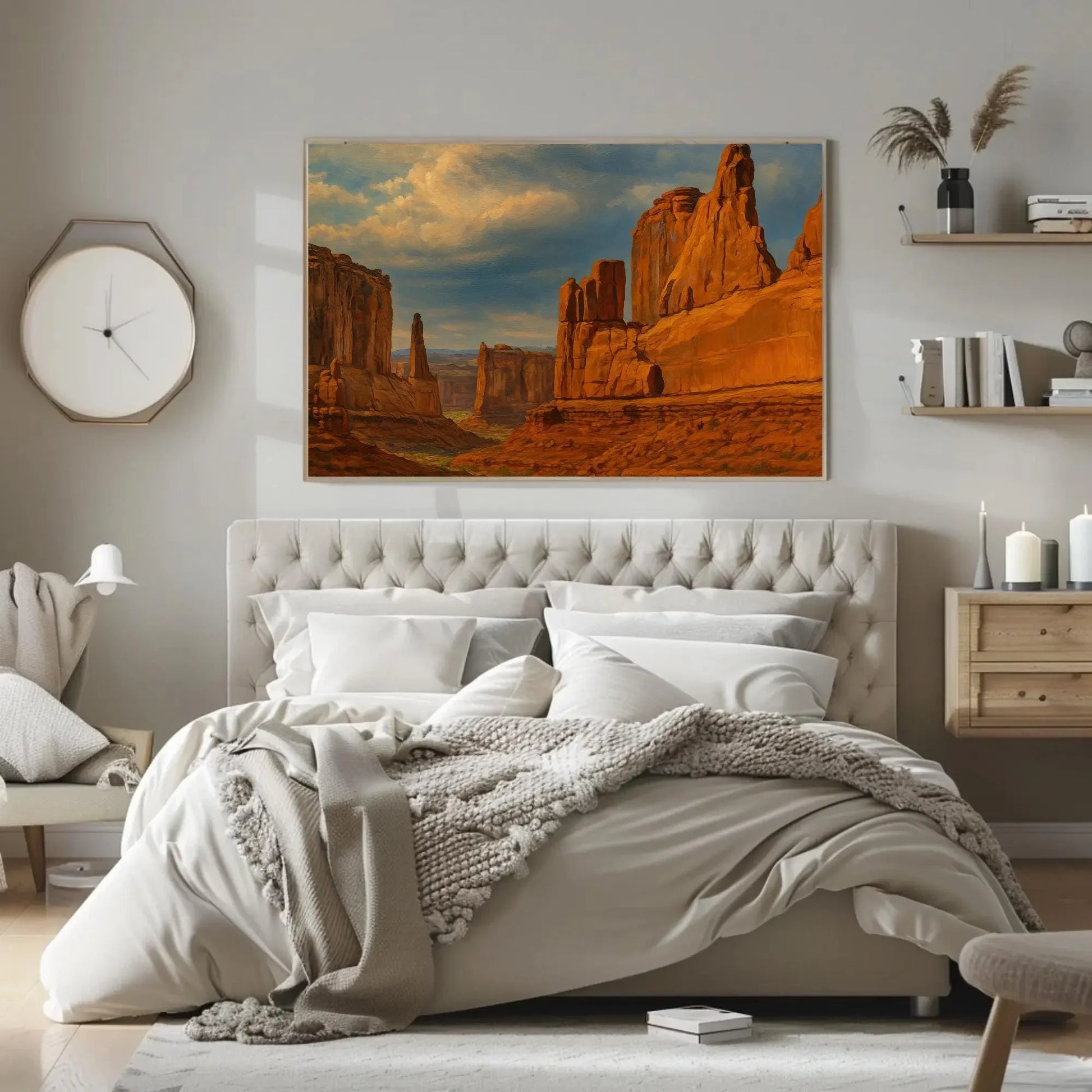 Utah Arches National Park desert rock formation canvas painting wall art print for earthy living room or southwestern home decor Wall Art – Canvas Print