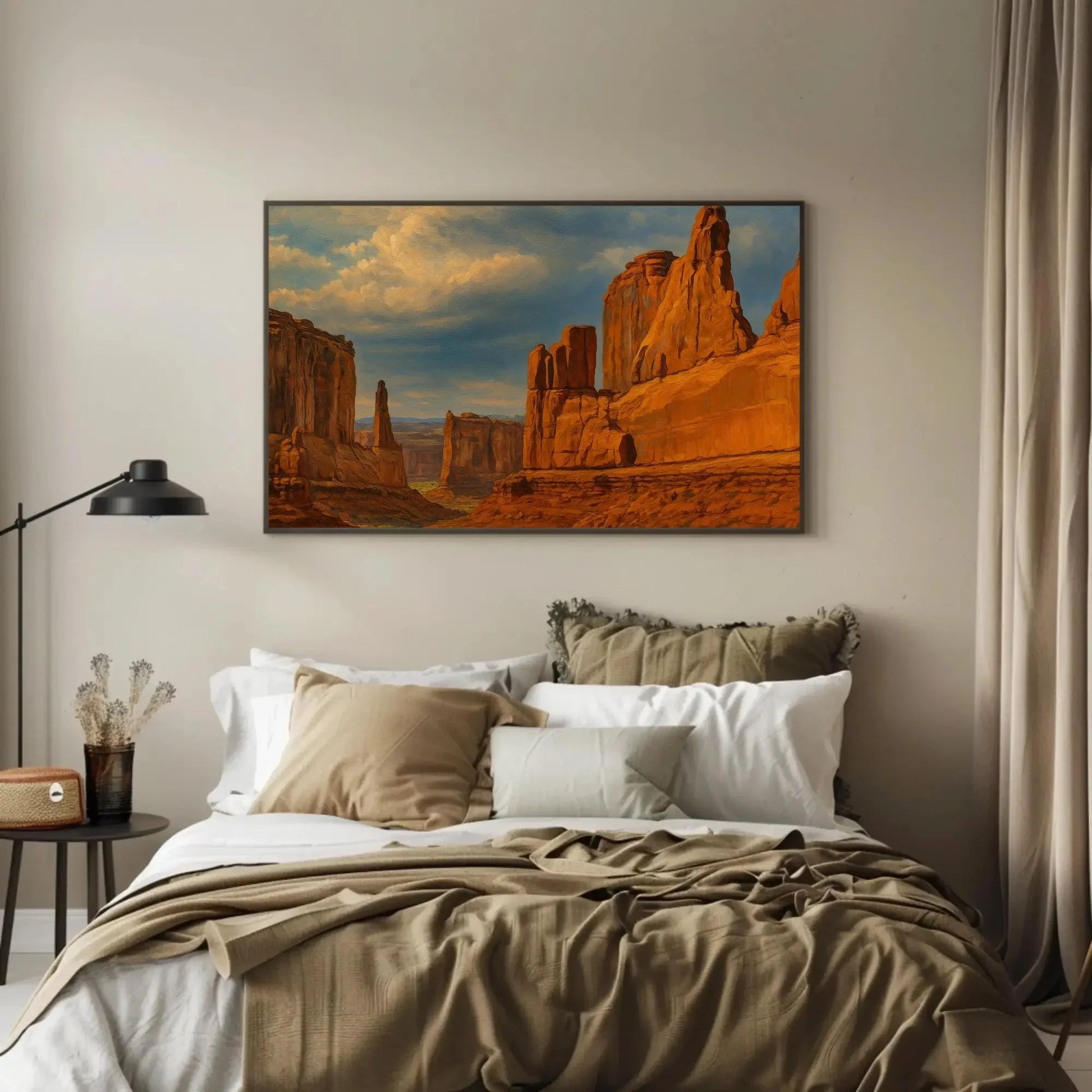 Utah Arches National Park desert rock formation canvas painting wall art print for earthy living room or southwestern home decor Wall Art – Canvas Print