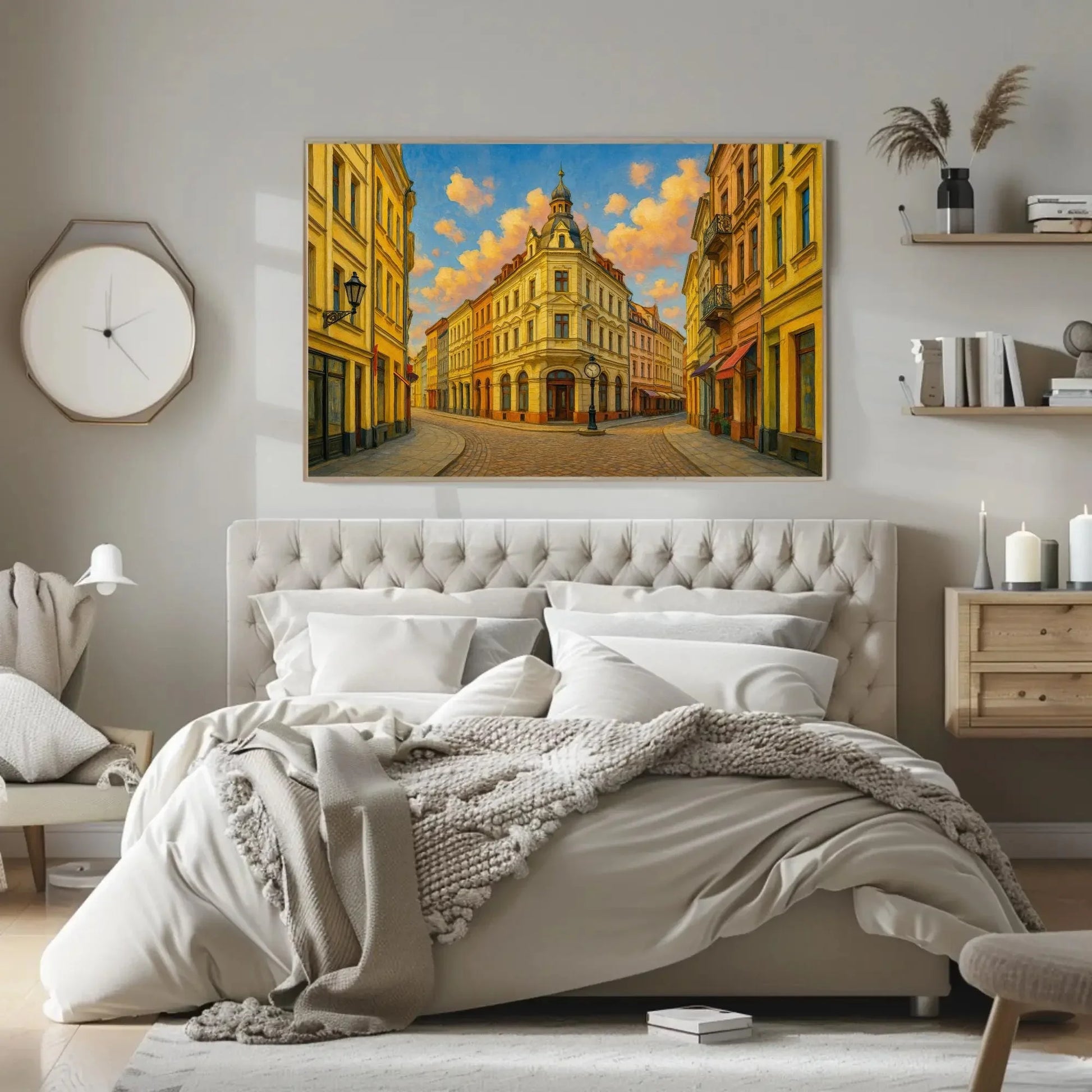 Kraków Poland Old Town Street Canvas Wall Art – Historic Ulica Kanonicza Painting with Classic European Architecture for Travel Decor Wall Art – Canvas Print