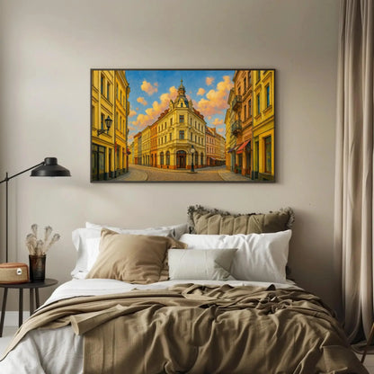 Kraków Poland Old Town Street Canvas Wall Art – Historic Ulica Kanonicza Painting with Classic European Architecture for Travel Decor Wall Art – Canvas Print