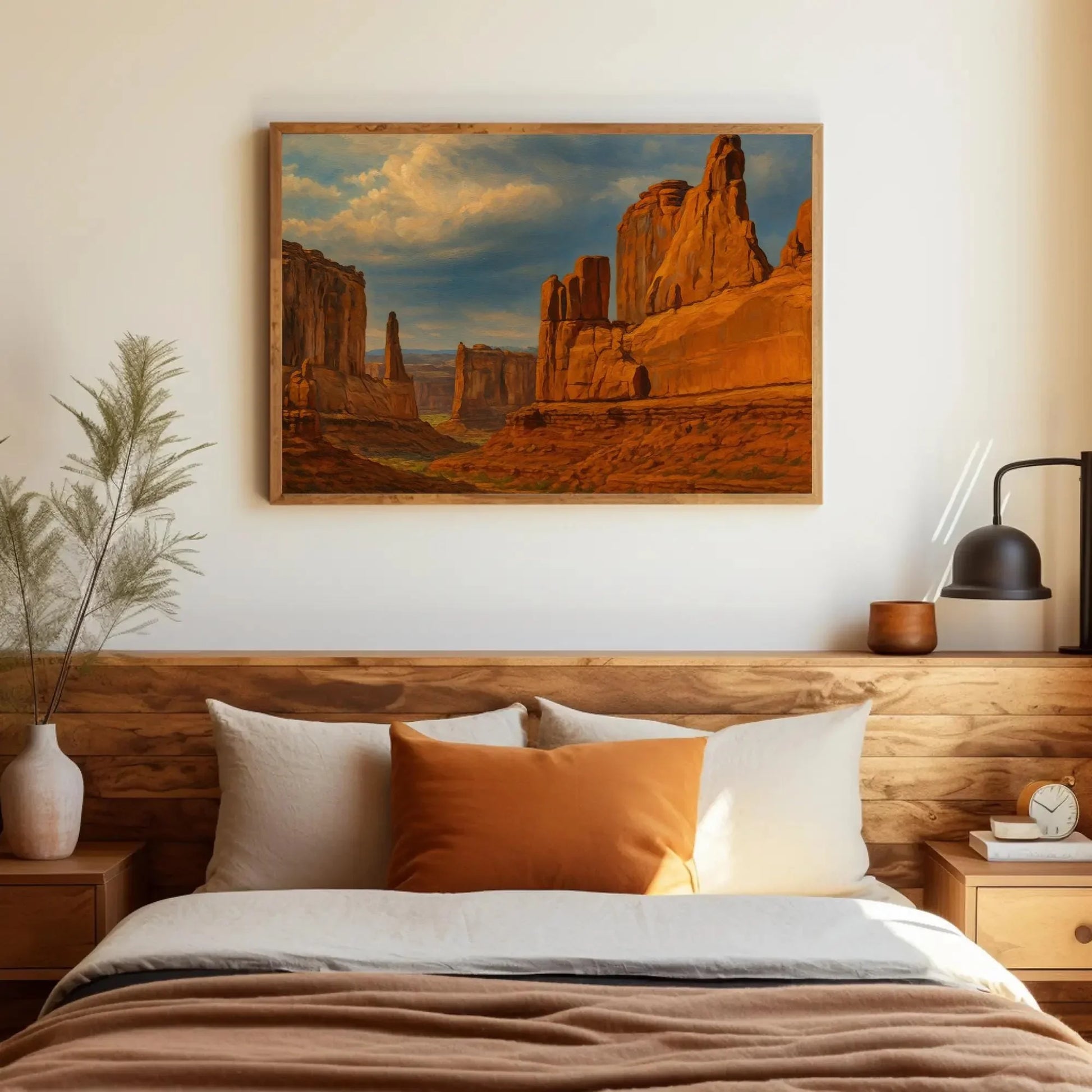Utah Arches National Park desert rock formation canvas painting wall art print for earthy living room or southwestern home decor Wall Art – Canvas Print