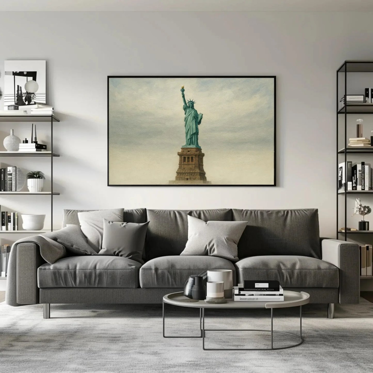 Statue of Liberty canvas painting wall art for patriotic living room or travel themed office decor with NYC landmark freedom print Wall Art – Canvas Print