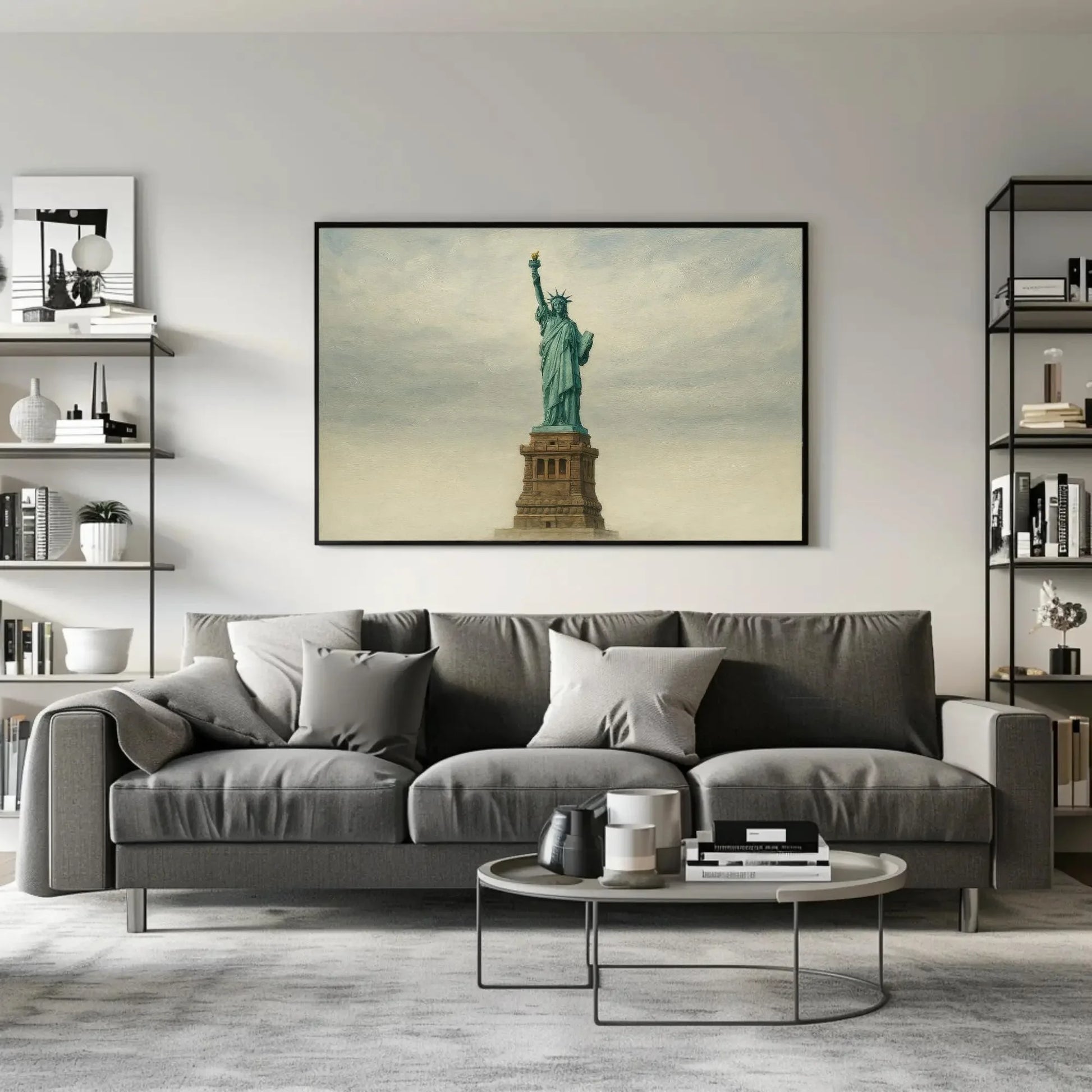 Statue of Liberty canvas painting wall art for patriotic living room or travel themed office decor with NYC landmark freedom print Wall Art – Canvas Print