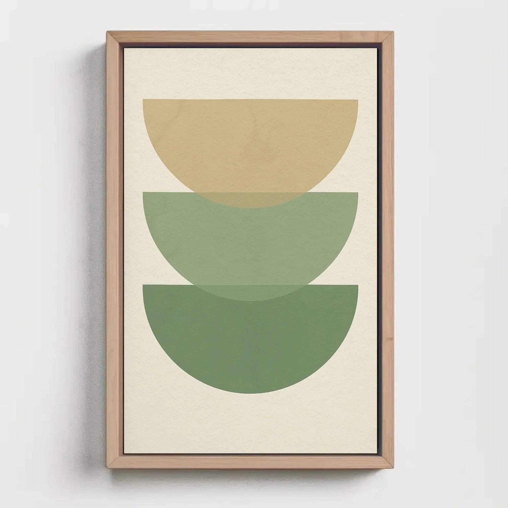 Minimalist green beige canvas wall art print for modern boho home or Scandinavian decor with abstract layered half circle design Wall Art – Canvas Print