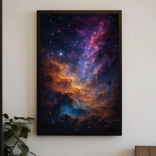 Galaxy Nebula Stars Canvas Wall Art, Cosmic Night Sky Print, Deep Space Universe Decor, Purple Astral Scene for Sci Fi Themed Rooms Wall Art – Canvas Print
