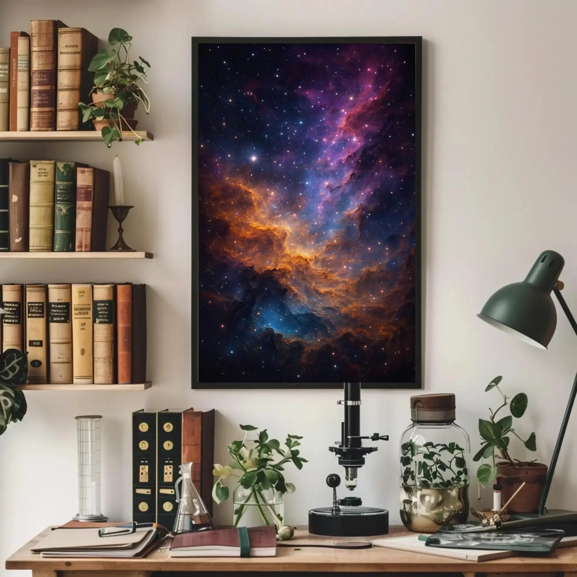 Galaxy Nebula Stars Canvas Wall Art, Cosmic Night Sky Print, Deep Space Universe Decor, Purple Astral Scene for Sci Fi Themed Rooms Wall Art – Canvas Print