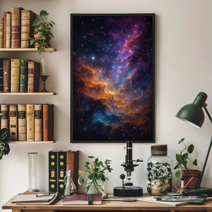Galaxy Nebula Stars Canvas Wall Art, Cosmic Night Sky Print, Deep Space Universe Decor, Purple Astral Scene for Sci Fi Themed Rooms Wall Art – Canvas Print