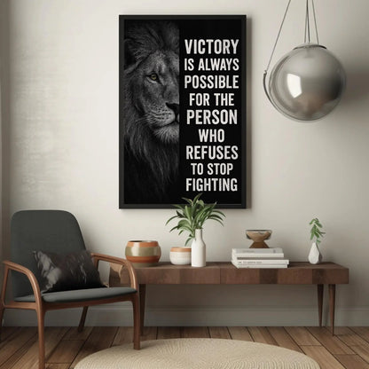 Lion Motivational Quote Canvas Print, Extra Large Gym Wall Art for Men, Bold Office Decor with Powerful Animal Design, Man Cave Piece Wall Art – Canvas Print