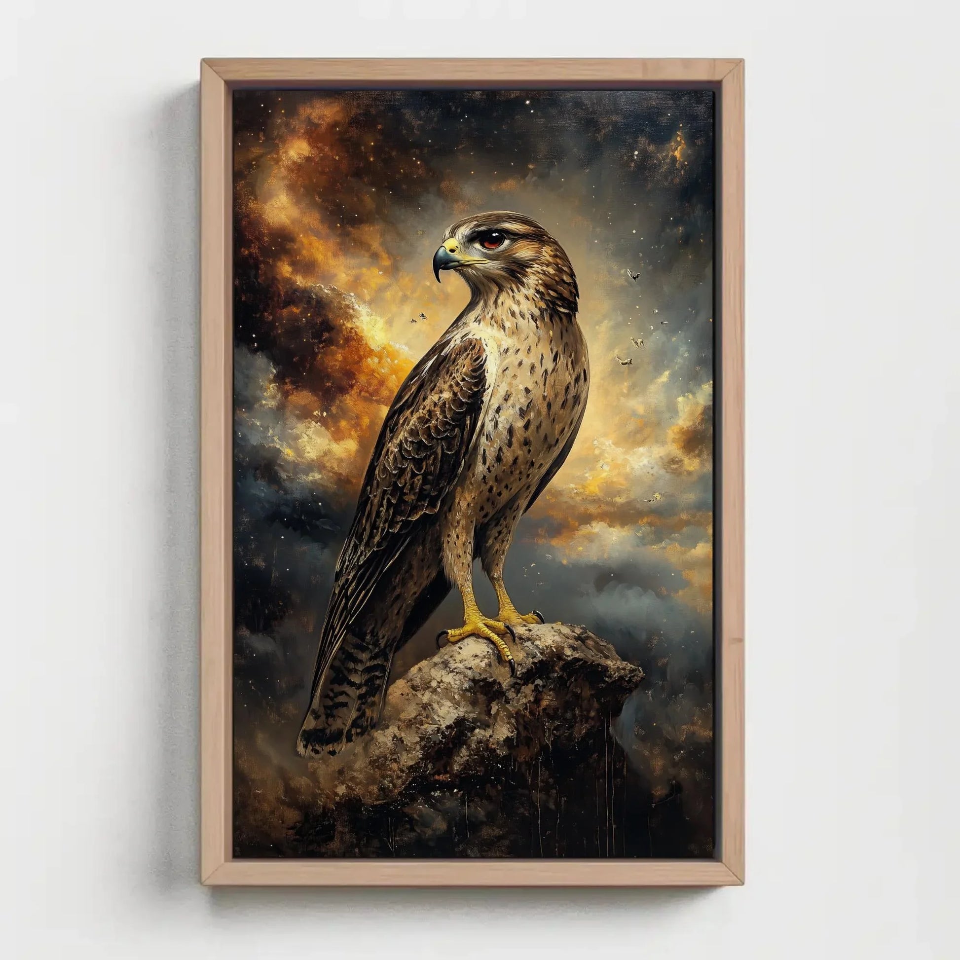 Majestic Falcon Painting Canvas Print | Bird Wall Art | Wildlife Nature Decor | Rustic Falcon Artwork | Ready to Hang Wall Art – Canvas Print